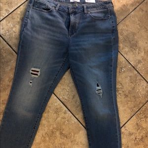 Sonoma Jeans with patched flannel rips